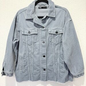 Zara Women's Light Gray‎ Corduroy Jacket M